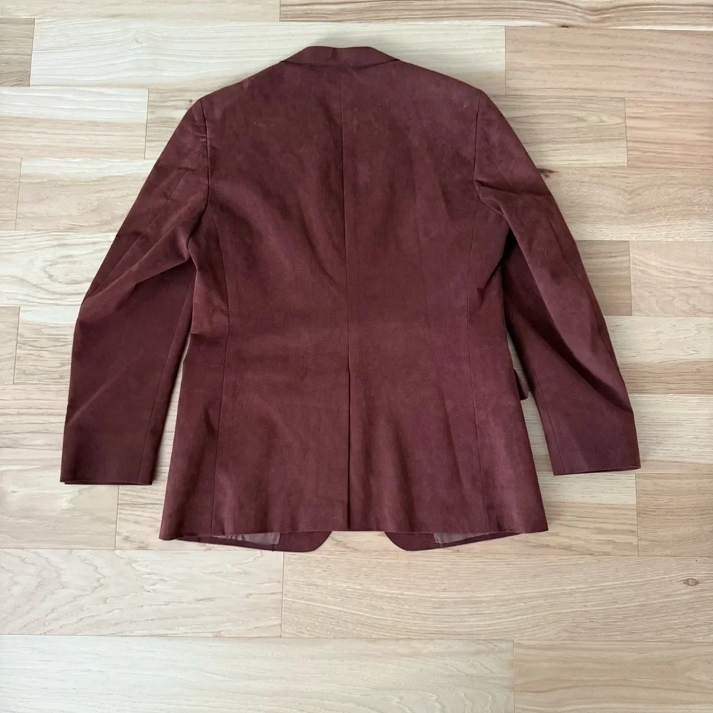 Mens Reddish-brown Suede Blazer Sport Coat Jacket Two Button Notch Lapel